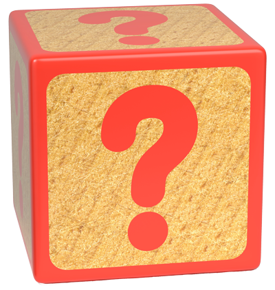 Child's block with question mark