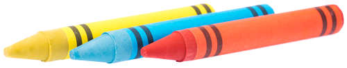 3 colour crayons